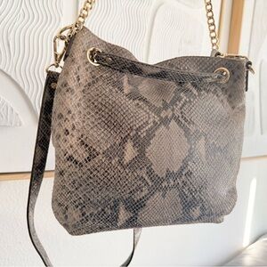 Michael Kors Snake-Print Shoulder Bag with Gold Chain